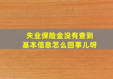 失业保险金没有查到基本信息怎么回事儿呀