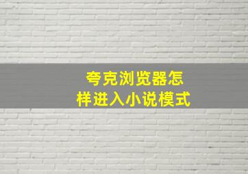 夸克浏览器怎样进入小说模式