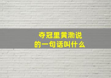 夺冠里黄渤说的一句话叫什么