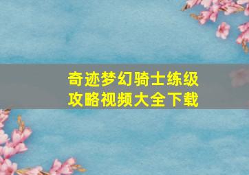 奇迹梦幻骑士练级攻略视频大全下载