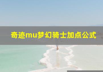 奇迹mu梦幻骑士加点公式