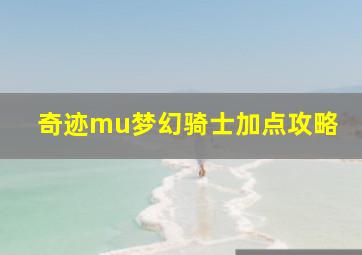 奇迹mu梦幻骑士加点攻略