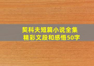 契科夫短篇小说全集精彩文段和感悟50字