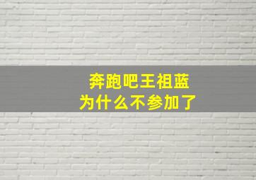 奔跑吧王祖蓝为什么不参加了