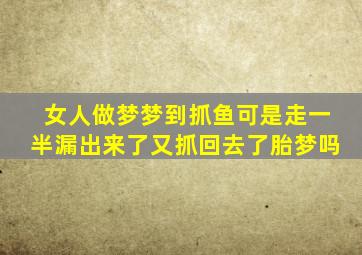 女人做梦梦到抓鱼可是走一半漏出来了又抓回去了胎梦吗