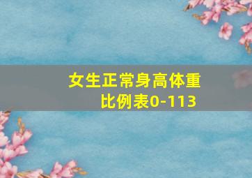 女生正常身高体重比例表0-113