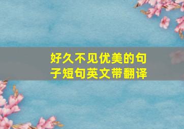 好久不见优美的句子短句英文带翻译