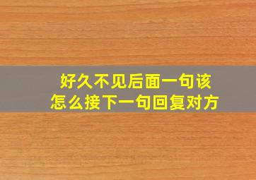 好久不见后面一句该怎么接下一句回复对方