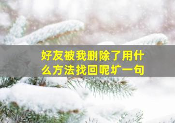 好友被我删除了用什么方法找回呢圹一句