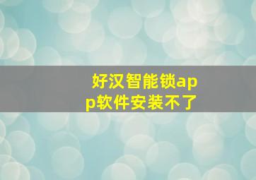 好汉智能锁app软件安装不了