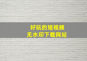 好玩的短视频无水印下载网站