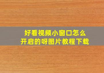 好看视频小窗口怎么开启的呀图片教程下载