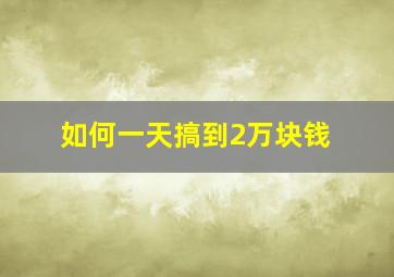 如何一天搞到2万块钱