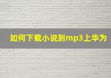 如何下载小说到mp3上华为