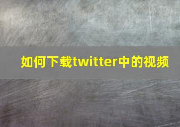 如何下载twitter中的视频