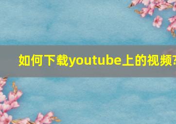 如何下载youtube上的视频?