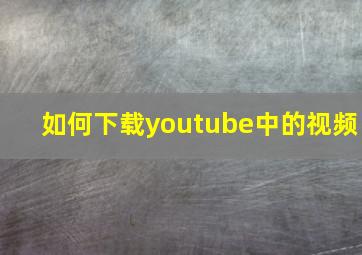 如何下载youtube中的视频