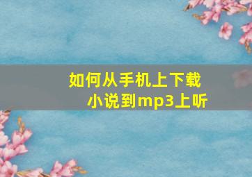 如何从手机上下载小说到mp3上听