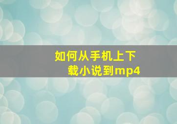 如何从手机上下载小说到mp4