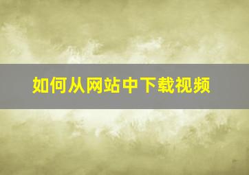 如何从网站中下载视频