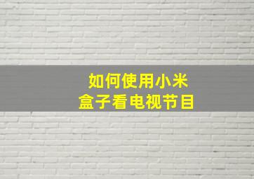 如何使用小米盒子看电视节目