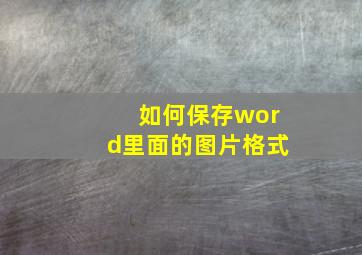 如何保存word里面的图片格式