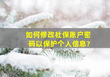 如何修改社保账户密码以保护个人信息?