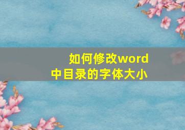 如何修改word中目录的字体大小