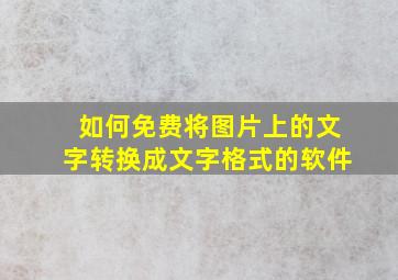 如何免费将图片上的文字转换成文字格式的软件