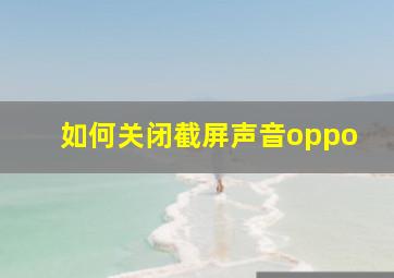 如何关闭截屏声音oppo