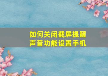 如何关闭截屏提醒声音功能设置手机