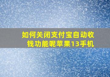 如何关闭支付宝自动收钱功能呢苹果13手机