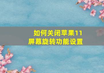 如何关闭苹果11屏幕旋转功能设置