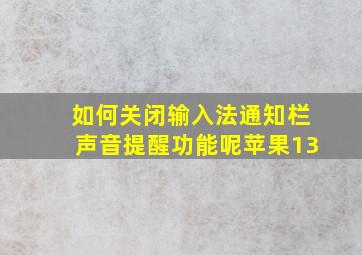 如何关闭输入法通知栏声音提醒功能呢苹果13