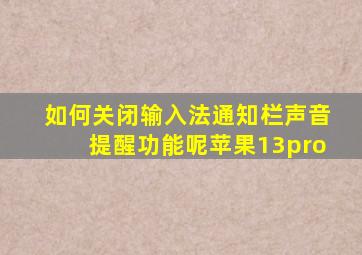 如何关闭输入法通知栏声音提醒功能呢苹果13pro