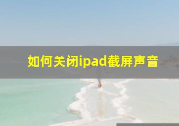 如何关闭ipad截屏声音