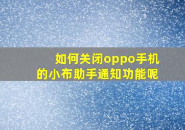 如何关闭oppo手机的小布助手通知功能呢