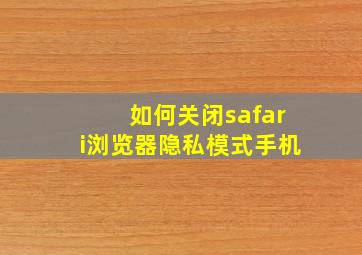 如何关闭safari浏览器隐私模式手机