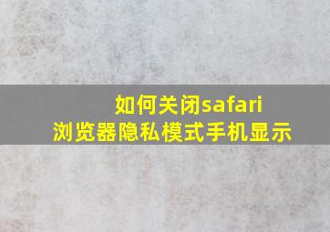 如何关闭safari浏览器隐私模式手机显示