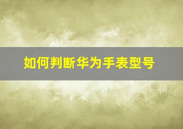 如何判断华为手表型号