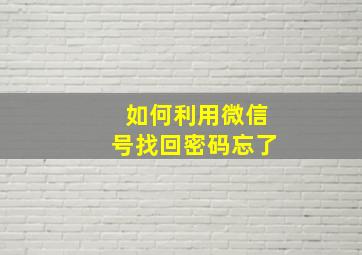 如何利用微信号找回密码忘了