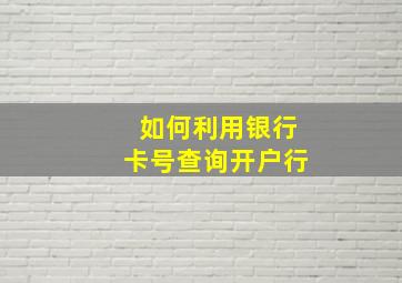 如何利用银行卡号查询开户行