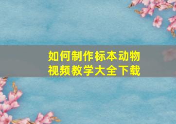 如何制作标本动物视频教学大全下载