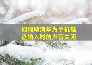 如何取消华为手机键盘输入时的声音关闭