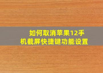 如何取消苹果12手机截屏快捷键功能设置