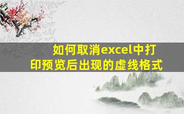 如何取消excel中打印预览后出现的虚线格式