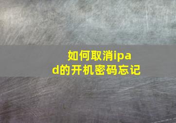 如何取消ipad的开机密码忘记