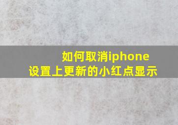 如何取消iphone设置上更新的小红点显示