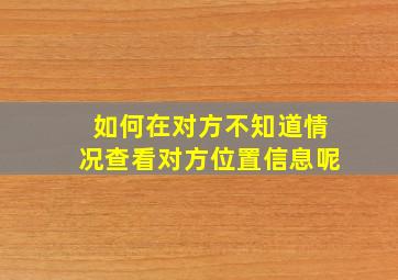 如何在对方不知道情况查看对方位置信息呢