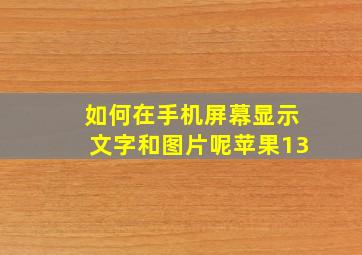 如何在手机屏幕显示文字和图片呢苹果13